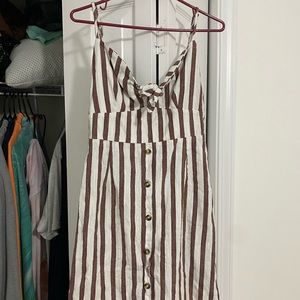 White Striped Knot Dress